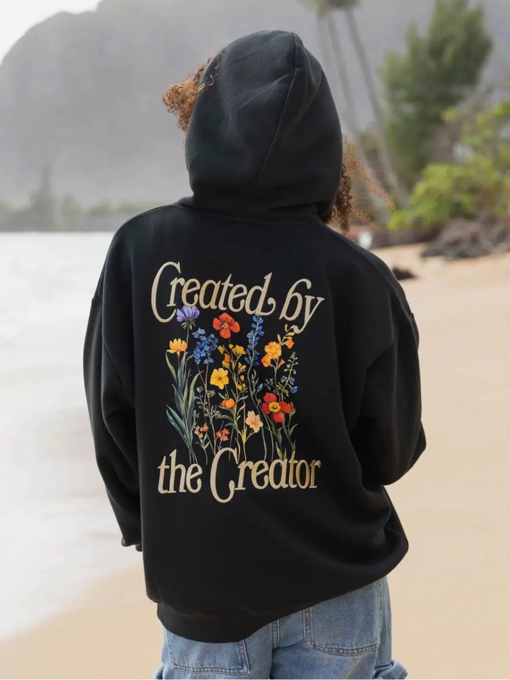 Elevated Faith Black "Created by the Creator" Floral Graphic Hoodie